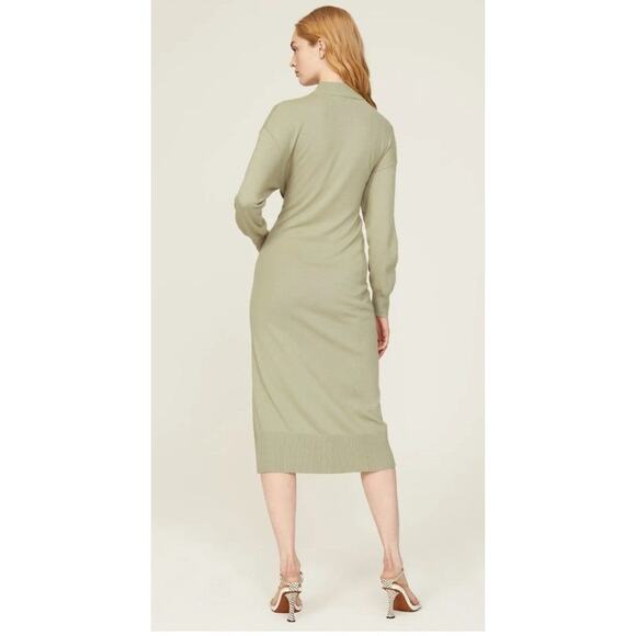 Rent the runway sz small jonathan simkhai green grey hope wrap sweater dress - Picture 2 of 4
